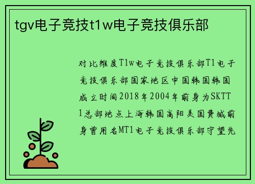 tgv电子竞技t1w电子竞技俱乐部