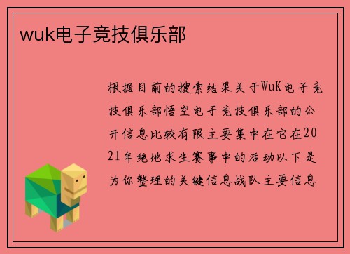 wuk电子竞技俱乐部
